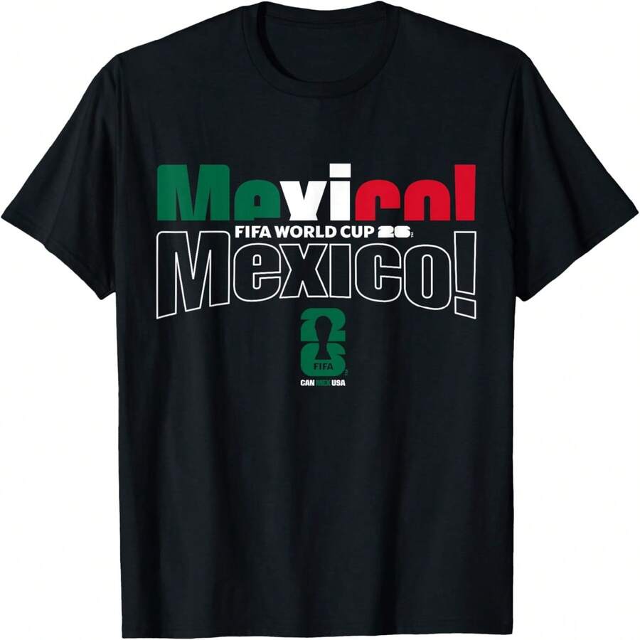 Casual Regular Sleeve Round Neck Cotton Tee With  World Cup Mexico Print Women's Short Sleeve Top - màu đen - Xem 1