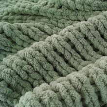 Sage Green Chunky Knit Throw Blanket,Handmade Cable Knit Crochet Blanket,Soft Thick Chenille Throw Blankets For Spring Living Room Decor,50"X60" - 淺綠色 - 查看 11