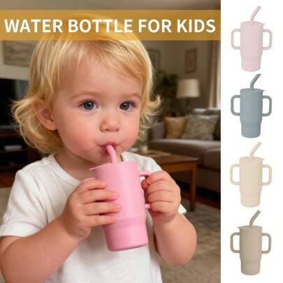 210ml (7oz) Taza de entrenamiento de silicona para bebés - Asa ergonómica, pajita duradera y tapa segura, ideal para hidratación y práctica temprana de habilidades de beber, adecuada para niños y niñas de 6 meses a 3 años