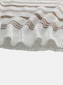 女士条纹印花无袖针织连衣裙，休闲长款针织裙，夏季时尚日常装 - 白色 - 查看 5