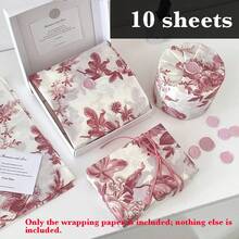 10 Peças Papel de Embrulho de Presente com Padrão de Peônia Vermelha, Tamanho 50*70cm, Adequado para Proteger Itens Úmidos e Frágeis, Aplicável para Aniversário, Dia dos Namorados, Presentes, Roupas, Embalagem de Álcool e Enchimento de Caixa Decorativa - Multicolorido - Visão 11
