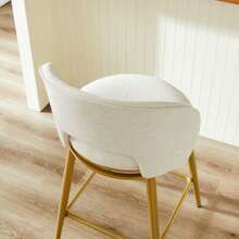 Tabouret de bar pivotant en chenille : Chaise de bar moderne avec rotation à 360°, structure en métal doré, revêtement confortable pour la cuisine, le bar et le salon. - Beige - Voir 3