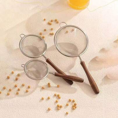 304 Stainless Steel Kitchen Flour Sifter, Soy Milk Strainer, Fine Mesh Colander, Baby Food Maker Accessory,Kitchen Accessories, A Must-Have Kitchen Tools Gift For Home Chefs, Space-Saving Storage For Kitchen Organizers , Christmas Kitchen Gifts Idea