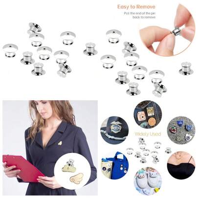 Metal Locking Pin Backs For Lapel Pins And Hat Badges, Secure Clutch Fasteners For DIY Crafts And Awards, 10-Pack