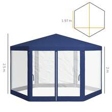 4x3m Hexagonal Tent, Waterproof, Winter Tent With Mosquito Net, With 6 Sides, Suitable For Camping, Garden, Gazebo, Blue - Blue - View 8