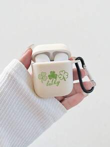 植物图案哑光三叶草印花耳机保护套，带黑色挂钩，兼容苹果设备（仅含保护套，不含耳机） - 彩色 - 查看 7