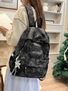 Ba lô nhuộm tie-dye mới năm 2026, ba lô tối giản thường ngày dành cho sinh viên đại học/trung học, phong cách thời trang đường phố Mỹ. - A - Xem 6