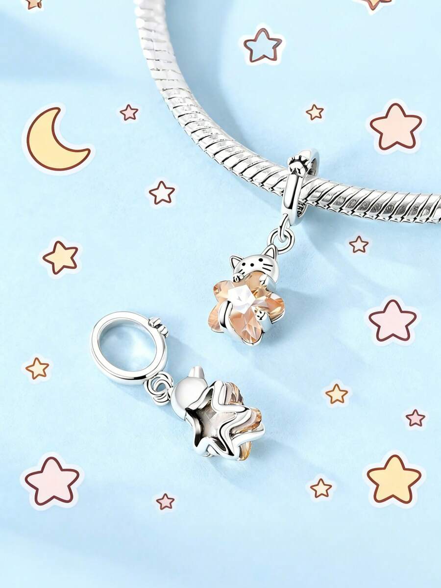 1 Piece Original 925 Sterling Silver High-Polish Finish Ensures Lasting Shine, While The Precision-Cut Cubic Zirconia Catches Light From Every Angle, Creating A Subtle Yet Eye-Catching Sparkle Ideal For Gifting To The Cat Enthusiast In Your Life, Or As A Delightful Treat For Yourself, These Versatile Charms Are Compatible With Most Major European Charm Bracelet Brands.