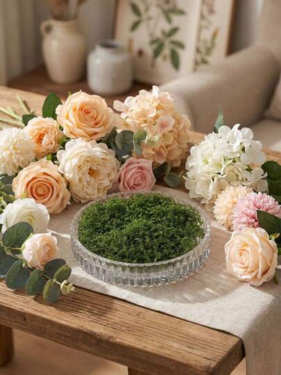 3 Piezas/1 Pieza Planta artificial de musgo en maceta con textura vertical, estilo Wabi-Sabi, decoración suave para el hogar, apta para mesa de comedor, boda, cumpleaños, sala de estar, entrada, salón de té, decoración de mesa