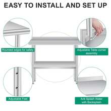 Mesa de Trabajo Multiusos Acero Inoxidable | Estante Regulable, Soporta 700 lbs | Perfecta para Organizar Cocina y Despensa en Hogar - 48 x 24 pulgadas - Ver 3