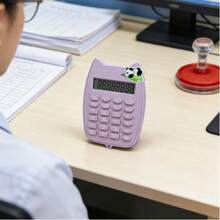 8-Digit LCD Display Cute Cat Ear Shaped Calculator - Basic Arithmetic, Percentage Calculation, Square Root, Memory Function (-), One-Key Reset, Auto Power Off, Battery Powered | Suitable For Students, Homework And Classroom Use - Batteries Not Included (Random Panda Sticker Accessories) - Panda Sticker Merchandise - View 5
