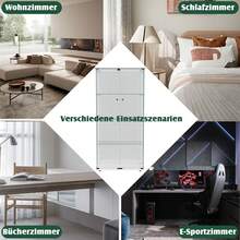 Creahappy Vetrina in vetro, 4 ripiani con ripiani a battente, vetrina, vetrina in vetro, mobiletto, vetrina da collezione, vetrina in vetro per soggiorno, mensola per soggiorno (doppie ante, bianca) - Bianco 1 pz. - Visualizzare 5