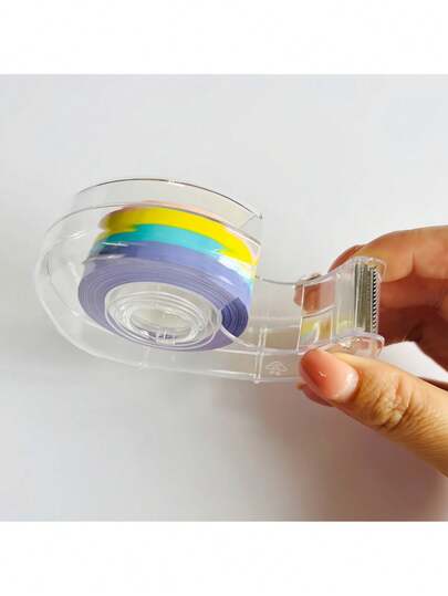 1pc Snail Shaped Tape Cutter, Transparent Acrylic Tape Dispenser, Transparent Snail Tape Cutter, Rainbow Tape, Rainbow Tape Cloud Cutter, Student Planner, Desktop Tape Holder, Detachable Tape Dispenser