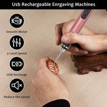 USB Rechargeable Cordless Engraving Machine Portable DIY Rotary Engraver For Jewelry Wood Glass Stone Carving With Comfortable Grip & High Efficiency - Red - View 3