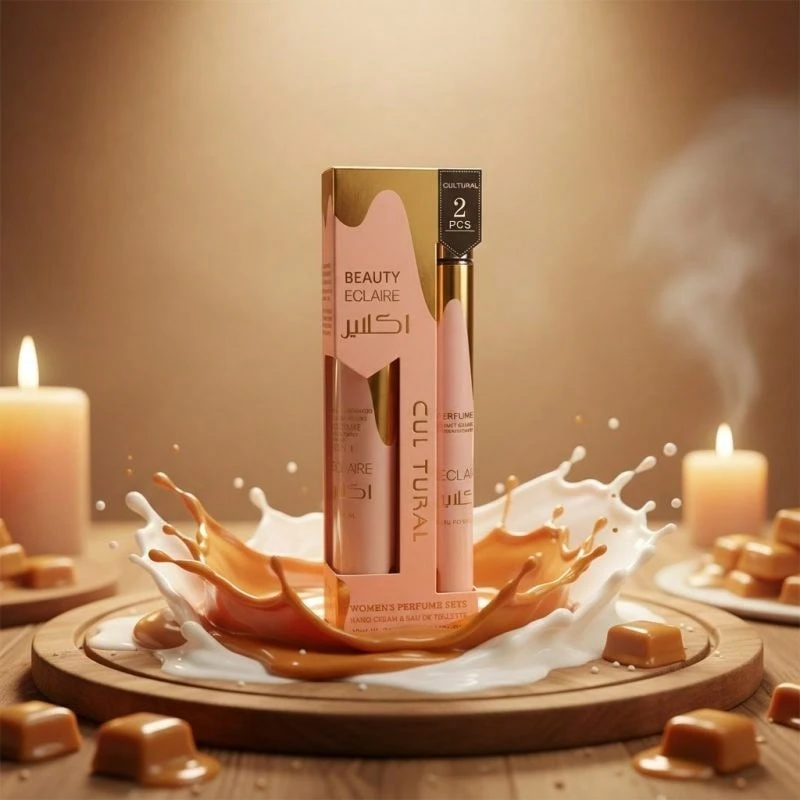 Lattafa BEAUTY ECLAIR GIFT SET: 30ML HAND CREAM + 35ML PERFUME (CARAMEL MILK VANILLA PRALINE) - Floral - View 1