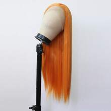 ZigZag Hair 橙色、灰色、蜜金色、棕色、红棕色长直无刘海合成假发，耐热纤维材质，适合日常和角色扮演造型 - 彩色 - 查看 4