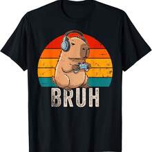 Camiseta divertida de videojuegos para hombres, niños y adolescentes con diseño de capibara - Negro - Ver 1