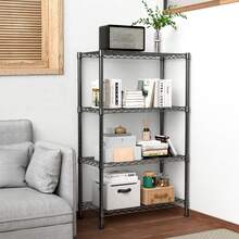 M MZG Modern 4-Tier Kitchen Organization Shelf, 1000 Lbs Heavy Duty Metal Storage Rack, Adjustable Wire Shelving Unit For Pantry, Laundry Room, Bathroom,Plants, Garage, Black -13.8"D X 29.5"W X 47.2"H - Black+4-tier,13.8" D X 29.5" W X 47.2" H - 查看 7
