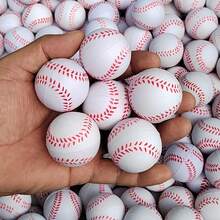 4厘米海绵泡沫棒球和软泡沫棒球——这些运动挤压球玩具由坚固的PU材料制成，具有缓解压力的效果。 - 白色 - 查看 4