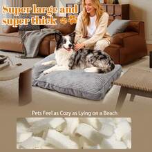 BOFNL Gray Luxury Plush Dog Bed Cat Bed - Calming Pet Sofa With Raised Bolster, Soft Cushion, Non-Slip Bottom, Suitable For Small/Medium/Large Dogs & Cats Up To 45kg / 99lbs, Multiple Sizes - 灰色的 - 查看 8