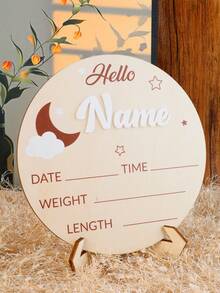 LICVIC Birth Announcement Milestone Disc, Custom Name Date Keepsake Gift For Family Celebration, Personalized Home Display Decor, Customized Hello World Memory Sign, Customizable Birth Record Plaque For Meaningful Gift, Birthday Gift, Birthday Gift, Family - Style B - View 2