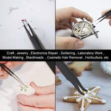 Precision Anti-Static Curved Straight Tweezers 10Pcs/Set Stainless Steel Industrial Repair Tools ESD Tweezers - A - View 6