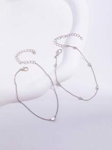 Women Heart Shaped Anklet Bracelet Sandal Foot Jewelry, New Design Leg Chain Foot Chain Accessories (Random Beads) - Heart-shaped - View 7