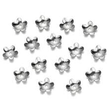 50 unids/lote 15 estilos de tapas de cuentas de flores de hojas de acero inoxidable para fabricación de joyería, tapas de cuentas espaciadoras de costura, accesorios ECSF - 05 - Ver 12