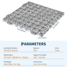 Juego de 50 Alfombrillas de Drenaje Modular de 30,5 x 30,5 cm, de PVC Suave, Azulejos de Drenaje entrelazados para cochera, jardín, Cocina, Cubierta, Piscina, Exterior - Gris - Ver 2
