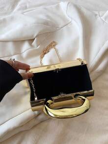 Solid Color Acrylic Box Bag, New Fashion Personalized Handle Handbag, Cylinder Shaped Chain Shoulder Crossbody Bag, Phone & Coin Purse, Suitable For Work, Commute, Date, Shopping, Travel, Romantic Valentine's Gift For Couples - Vàng - Xem 7