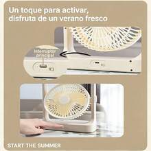 Ventilador de Escritorio de Doble Cabezal, Ventilador de Crculación de Aire de Alta Potencia Eólica,Ventilador Portátil Recargable USB con 5 Velocidades,Diseño de Doble Capa,Viento Suave Natural,Rotación Ajustable,Batería de Larga Duración - Champán - Ver 6