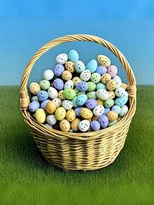 50个/包复活节彩蛋，装饰复活节彩蛋 - 粉彩迷你泡沫斑点彩蛋，可用于花环、户外庭院装饰、节日派对礼品，适合作为复活节篮子填充物、寻蛋游戏用品、春季派对礼品、DIY手工鸟蛋，轻巧迷你复活节彩蛋，也可用于花环、花束、桌面装饰、家居装饰、节日和春季季节性装饰 - 彩色 - 查看 3