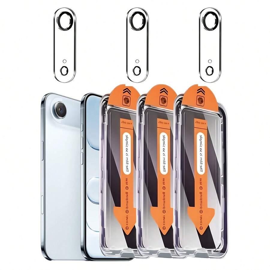 3pcs Privacy Screen Protector With Auto-Installation Kit, 3pcs Camera Lens Protector, Compatible With IPhone 17/17 Pro/17 Pro Max/17 Air/15 Pro Max/15 Pro/15 Plus/15/14 Pro Max/14 Pro/14 Plus/14/13 Pro Max/13 Pro/13/12 Pro Max/12 Pro/12/11 Pro Max/11 Pro/11/XS Max/XS/XR/X, 9H Tempered Glass, Anti-Scratch, Anti-Fingerprint, Compatible With Phone Cases, Full Coverage Dynamic Island - Black - View 1