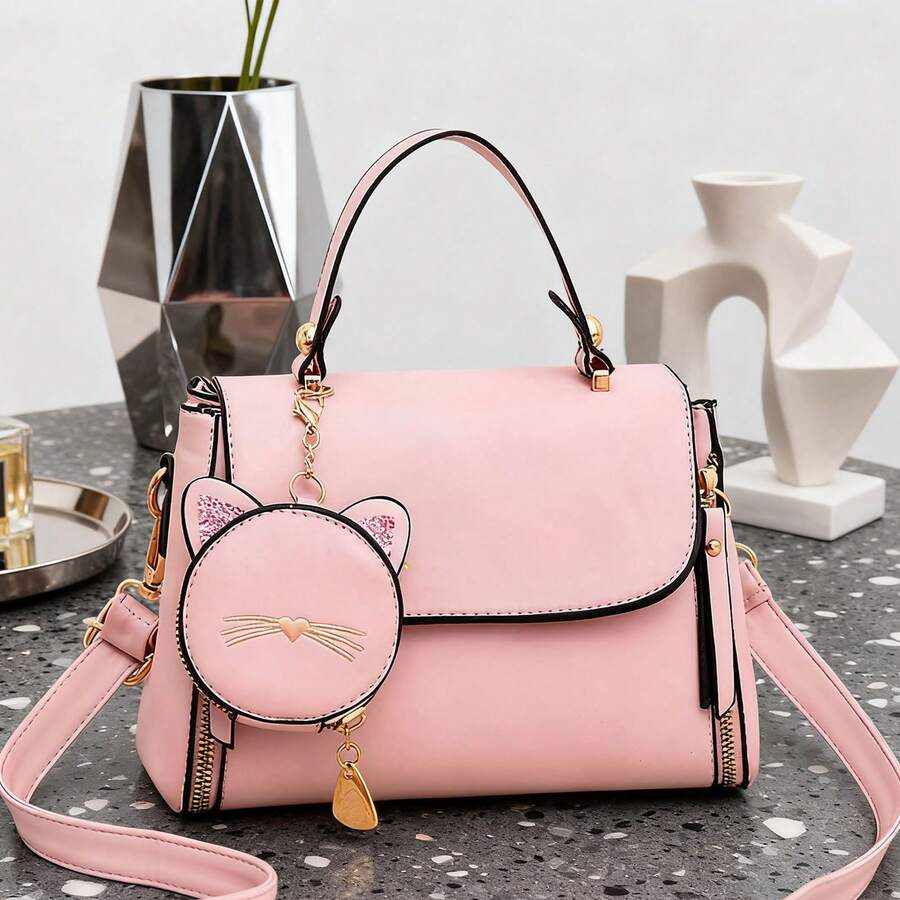 Elegant Large Capacity Pink Shoulder Bag For Women: Soft Faux Leather Handbag For Fashionable Everyday Use. - Hồng - Xem 1