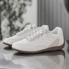 Lace-Up 2026 New Arrival White Casual Shoes For Men, Breathable Lightweight Flat Sneakers - White - View 2