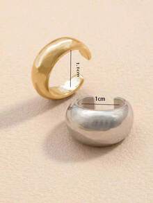 女士2件套金银金属边耳环 - 彩色 - 查看 2