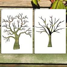 2张A4尺寸可重复使用干树枝艺术模板，家居装饰，墙面装饰，DIY工艺品和礼品，创意项目，画布绘画，PET材质，精准切割，绘画模板，工艺模板，手工爱好，DIY家居装饰，墙面艺术模板，精准切割工艺模板，可重复使用艺术模板，森林美学，树枝艺术设计，高品质可重复使用模板 - Dead tree branches - 查看 7