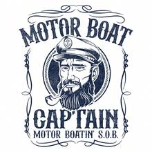 Motor Boat Captain Tshirt - Funny Graphic Tee, Humor Party Shirt, Casual Cotton T-Shirt for Men &amp; Women, Streetwear, Gift for Friends - Weiss - Übersicht 2