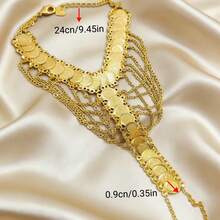 ANIID 1pc Fashionable Women's Gold Plated Hand Chain, Adjustable, Middle Eastern Dubai Saudi Arabia European & American Bridal Party Dress Accessory, Mother's Day & Valentine's Day Gift - Yellow Gold - View 4
