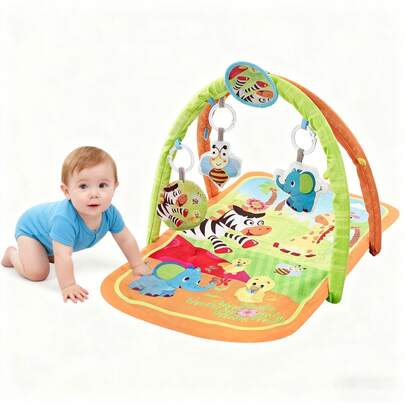 Cartoon Design Baby Gym Mat - Newborn & Toddler Crawling & Educational Play Mat, Suitable For Birthday/Holiday/Christmas/New Year/Halloween/Easter/Children's Gift, Helps Stimulate Development