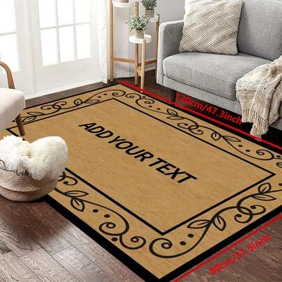 1pc Personalized Welcome Mat With Family Name/Text & Anti-Slip Bottom - Rug Suitable For Front Door, Living Room, Bedroom - Machine Washable Soft Housewarming Gift, Add Your Name/Message