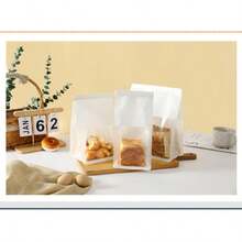 Window-Opening Transparent White Kraft Paper Bags, Household Baking Food Sealed Bags, Wire-Edged Sealing Toast Bread Bags - Multicolor - View 2