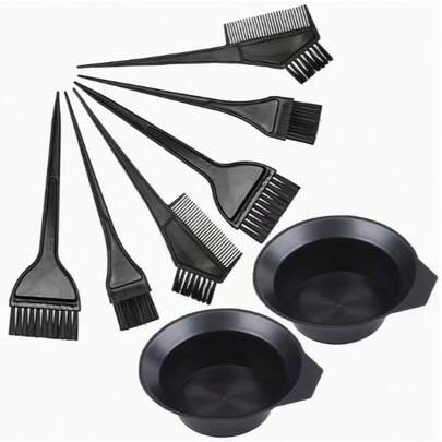 8件套女士染发工具套装，包含染发刷、染发碗、染发梳，适合日常染发和造型，是理发沙龙美容旅行必备品，也适用于头发护理、造型等场合。