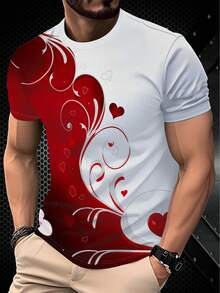 Áo thun nam/nữ in hình trái tim, thích hợp mặc trong ngày Valentine, lý tưởng cho các cặp đôi, phù hợp mặc mùa hè, là món quà tuyệt vời cho dịp lễ. - trắng - Xem 1