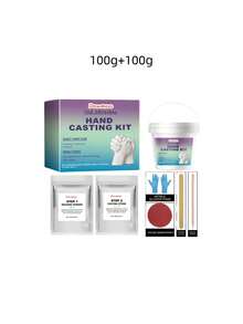 DOWMOO 200克/50克 DIY手印套装/情侣手印铸造粉/3D手模粉 DIY纪念品手模套装，3D手脚模制作材料，情人节礼物。实物尺寸不大，制作手模需要准备一个大容量容器。介意者慎拍。 - 彩色 - 查看 14