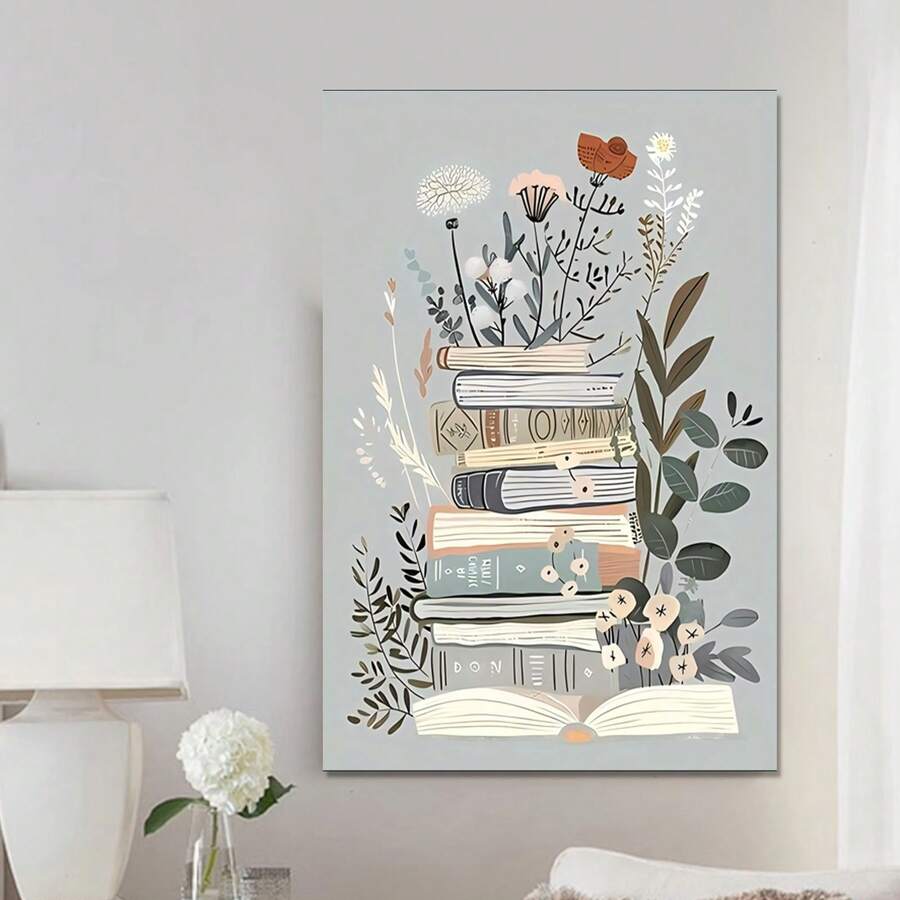 1pc Vibrant Spring Wildflowers Canvas Art - 2D Flat Wrapped Canvas Painting With Greenery And Blooming Flowers, Bedroom, Living Room, Office Decor, Home & Farmhouse Style, Canvas Wall Art - 1 - View 1