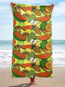 Fruit Print Beach Towel, Large Bath Towel, Yoga Blanket  Beach Or Pool, Summer Print Gift  Her, Funky Towel. - Image Color - View 1