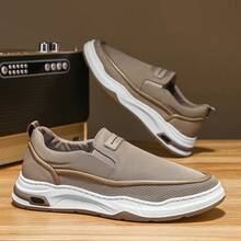 2026 New Summer Men's Slip-On Loafers: Breathable Canvas, Flat & Cozy, Versatile Casual Footwear - Khaki - View 5