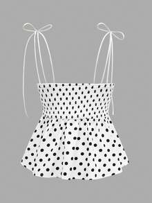 Áo hai dây không tay viền bèo nhún kiểu dáng thường ngày mới của Marissou dành cho nữ, áo crop top chấm bi kiểu Pháp cổ điển thanh lịch, áo tank top ôm sát cổ babydoll gợi cảm phong cách Y2K cho công sở và kỳ nghỉ, thích hợp cho mùa xuân/hè/thu. - Nhiều màu - Xem 6