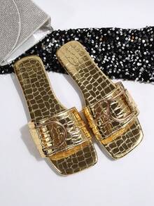New Fashion Flat Sandals For Women - Gold - View 3